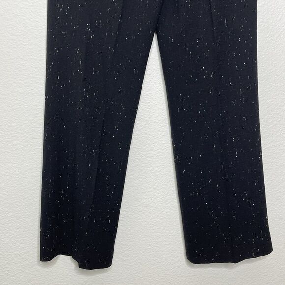 Lafayette 148 NY Straight Pants Sz 6 Wool Silk Black Speckled Career Trouser - Picture 13 of 14
